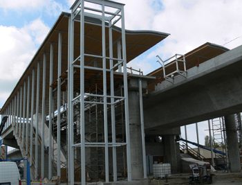Stairway and escalator access of the inbound platform of Aberdeen Station.