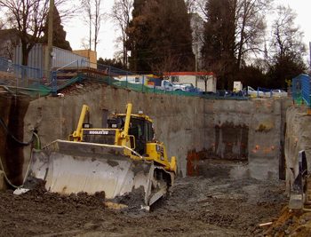 Excavation on the south side of Broadway Station. A total of 23,400 cubic meters of material was excavated from the site.