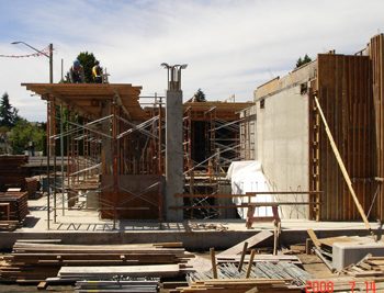 Completion of concrete work for station entrance building. Metal and glasswork to follow.