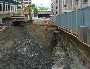 13 months of excavation and shoring, removing more 45,000 cubic metres of material.
