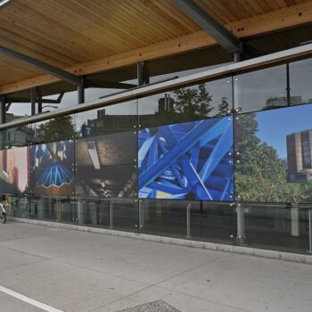 Image of: Construct: past, present and future visions Art Installation by Slater Biln, Avi Maru, Evan Muir, Sam Tortell, and Matisse Wenban were led by artists Kristen Roos and Leah Perry.