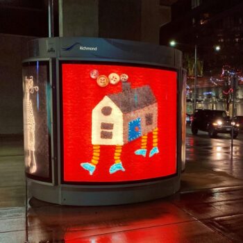 Image of: Intertidal Stilt Dance – Lansdowne Station: West Column Art Installation by Marina Szijarto